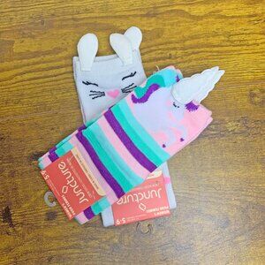 2 pairs novelty socks gift crew socks UNICORN with HORN & BUNNY with EARS Bundle